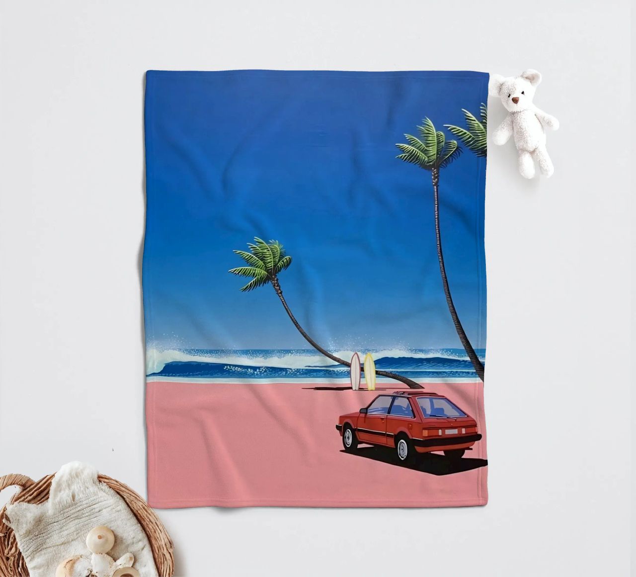 Rilassarsi sulla spiaggia - Hiroshi Nagai coperta in pile da Perdana shop