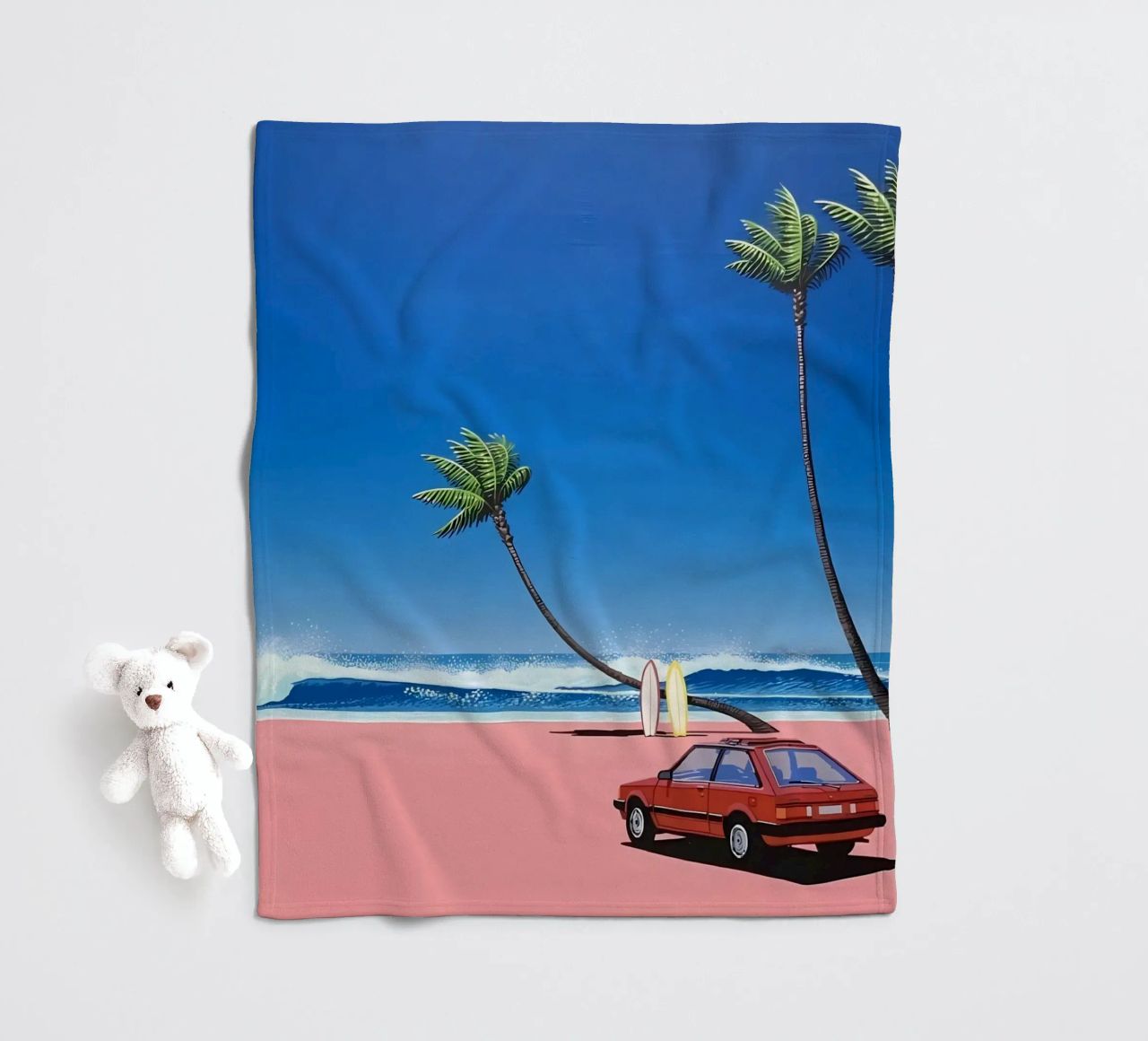 Rilassarsi sulla spiaggia - Hiroshi Nagai coperta in pile da Perdana shop