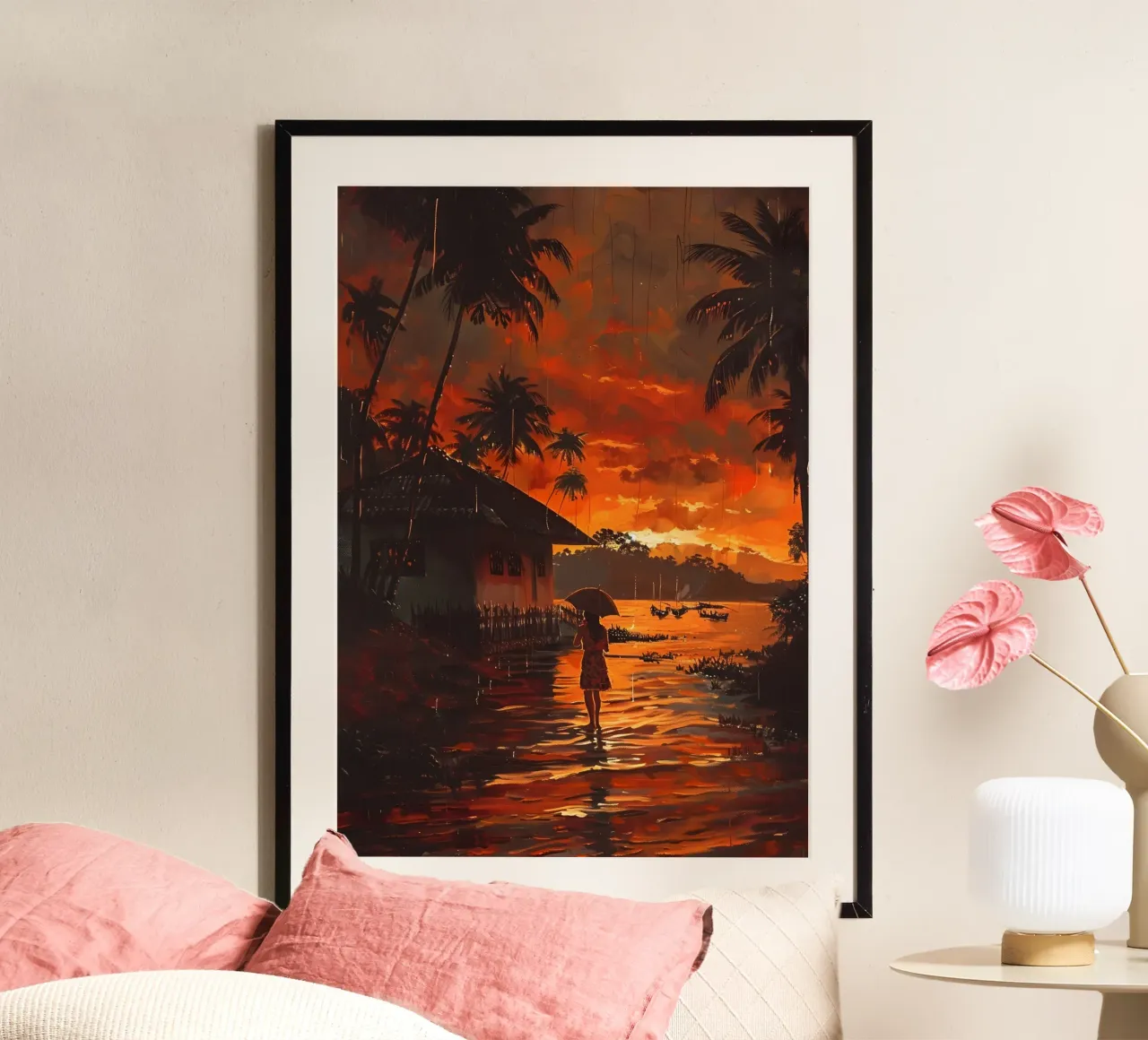 Paesaggio d'epoca poster con telaio in alluminio da Wanderlust Vibes