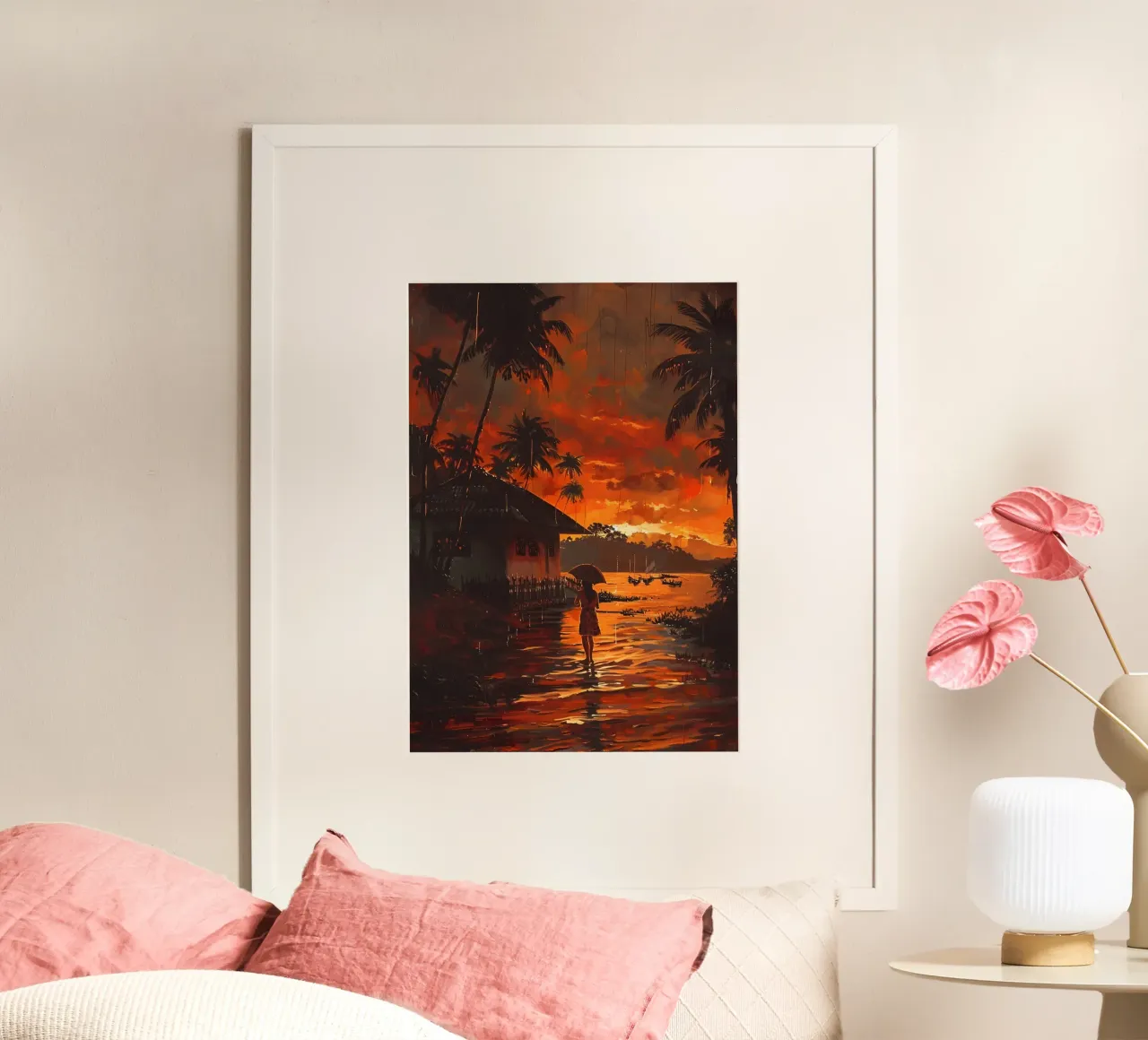 Paesaggio d'epoca poster con telaio in alluminio da Wanderlust Vibes