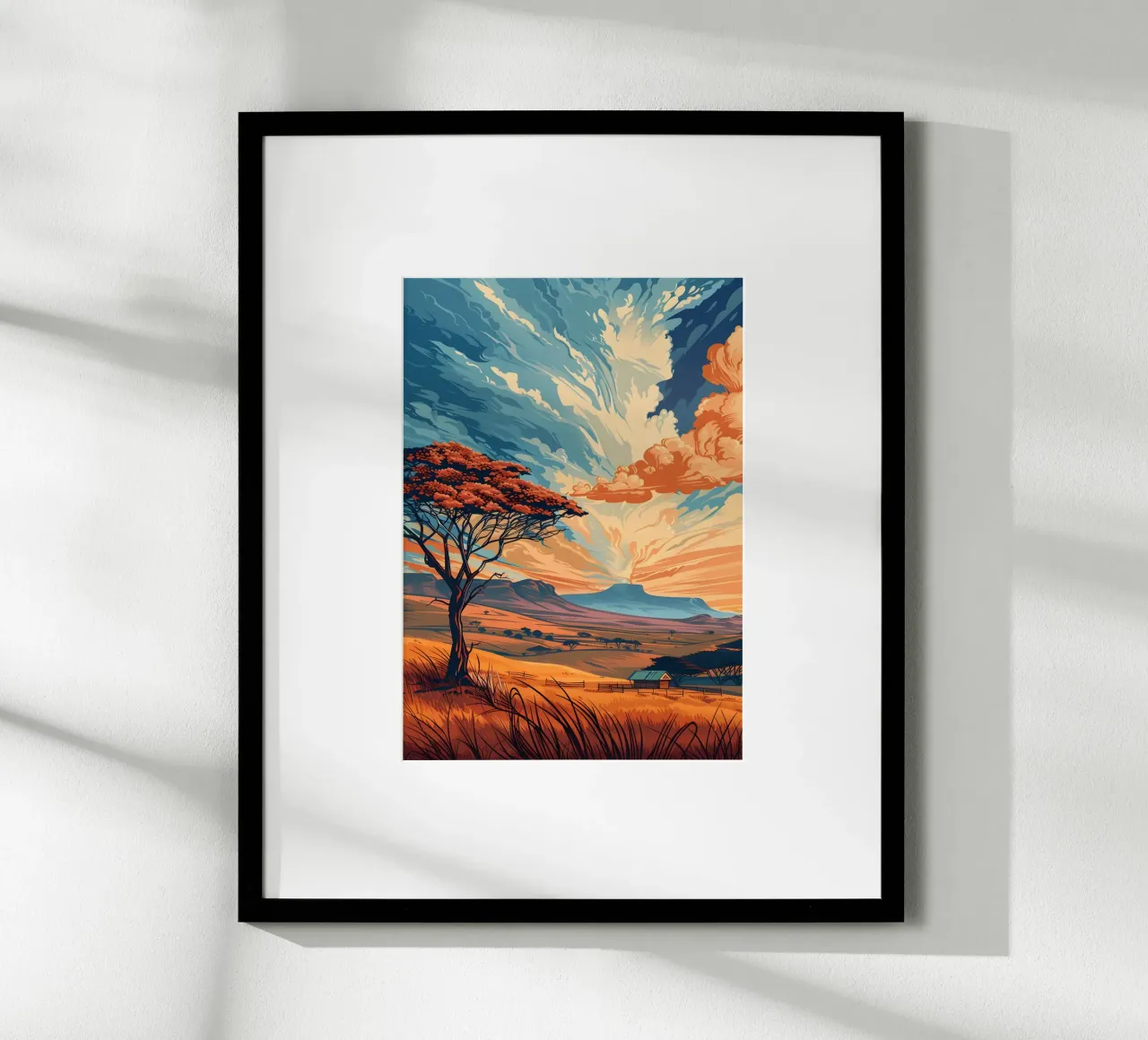 Paesaggio d'epoca poster con telaio in alluminio da Wanderlust Vibes