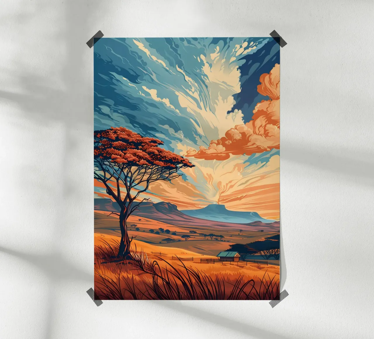 Paesaggio d'epoca poster con telaio in alluminio da Wanderlust Vibes