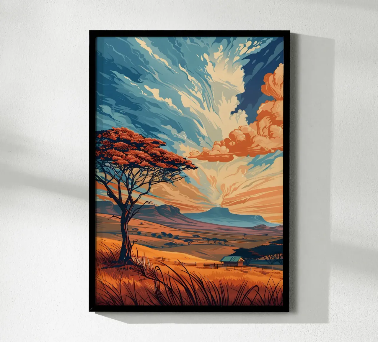 Paesaggio d'epoca poster con telaio in alluminio da Wanderlust Vibes