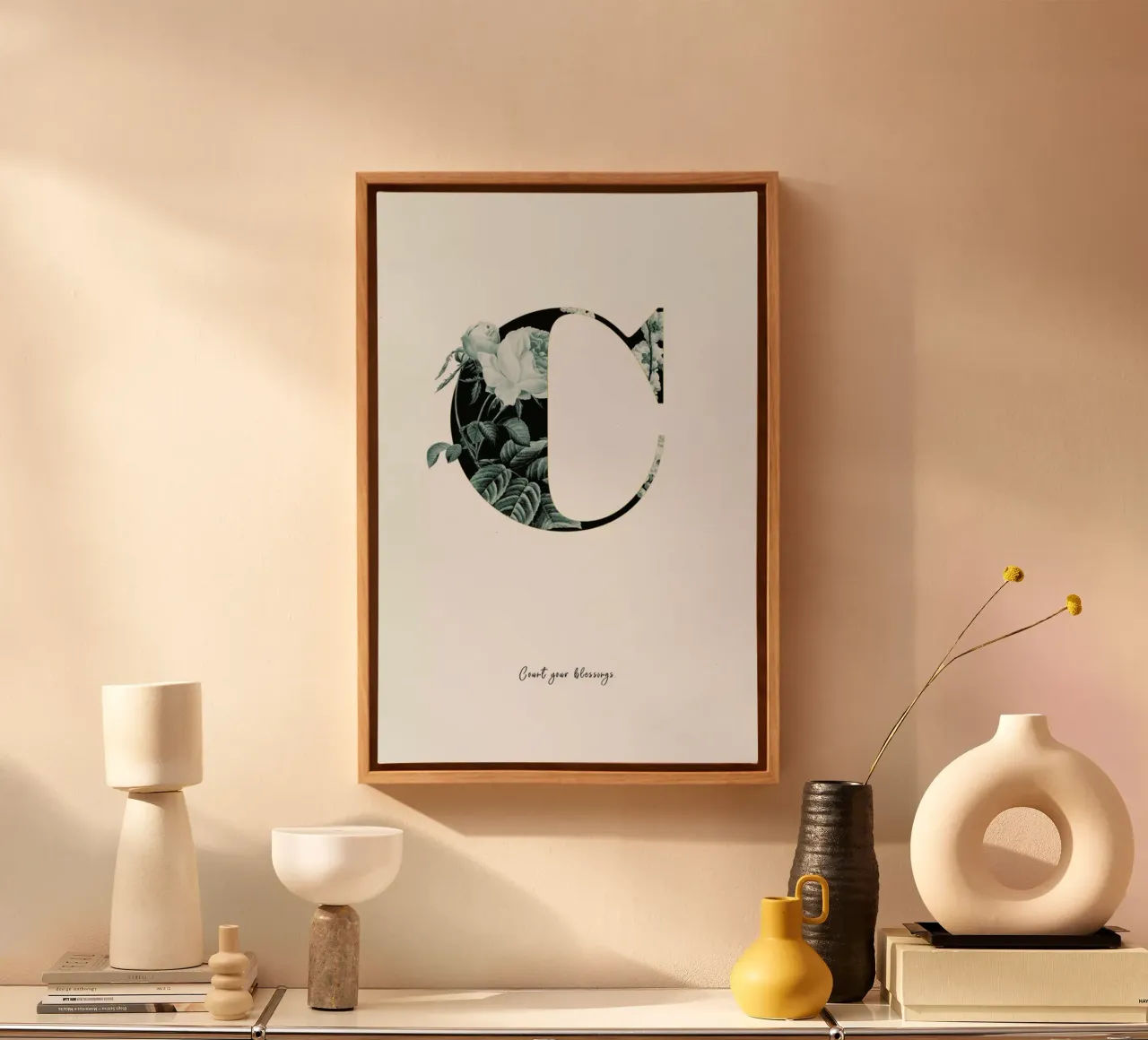 Flower Alphabet - C tela con Cornice a cassetta da Froilein Juno