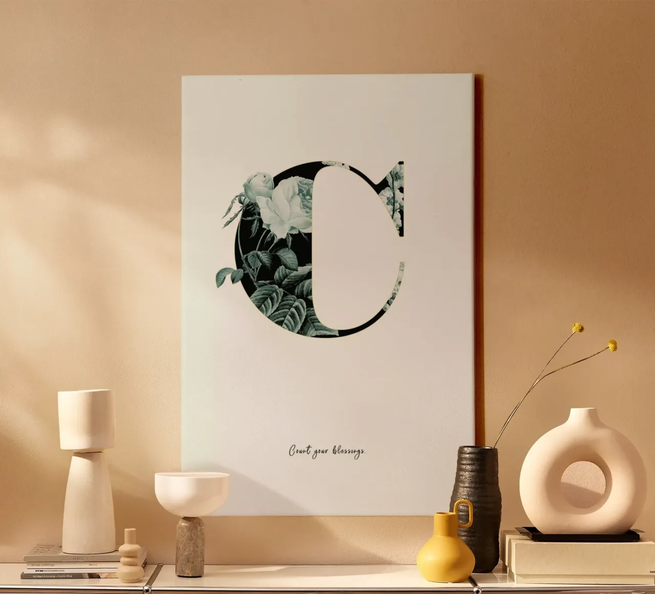 Flower Alphabet - C tela con Cornice a cassetta da Froilein Juno