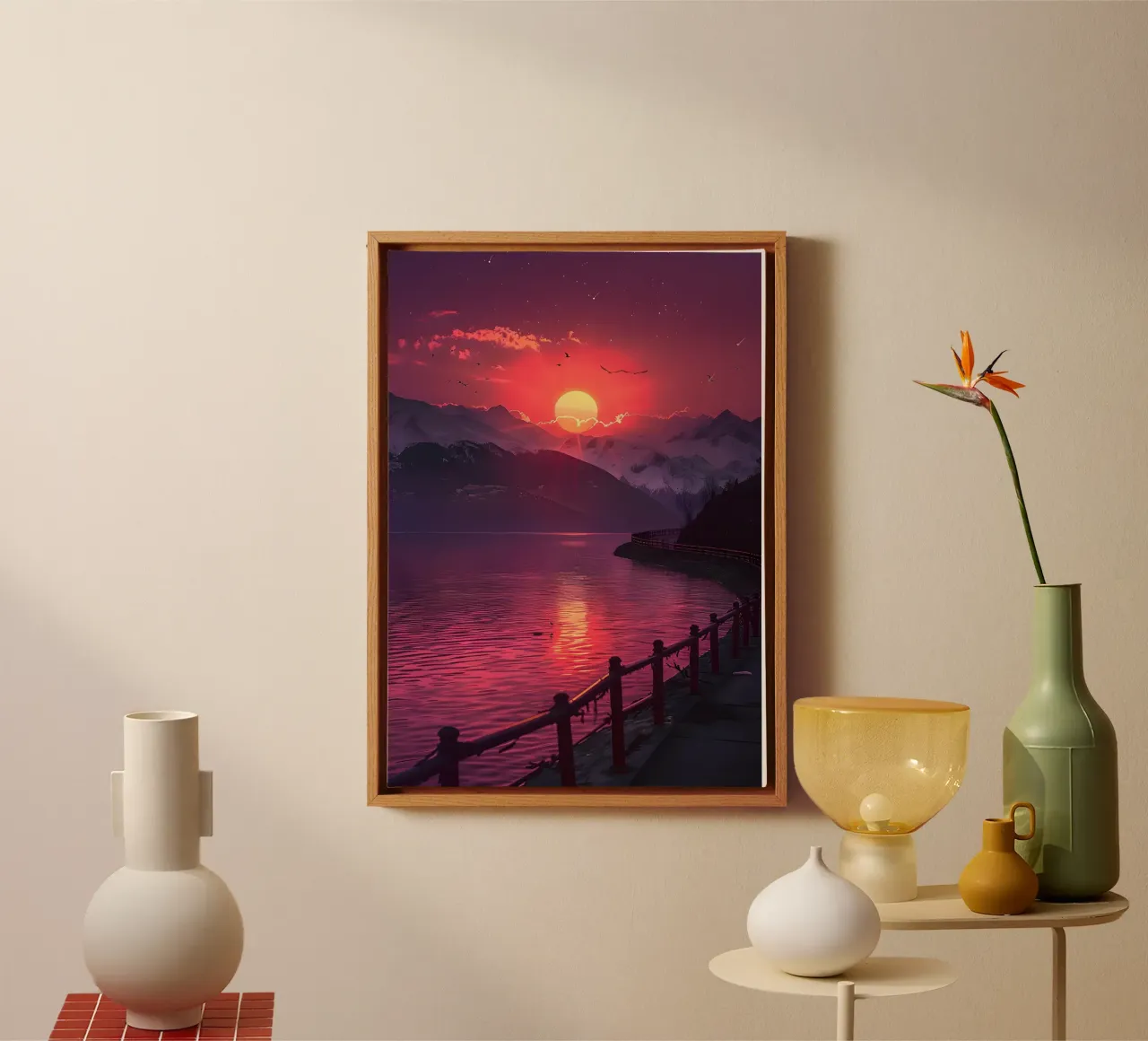 Paisaje de época lienzo con Marco flotante de Wanderlust Vibes