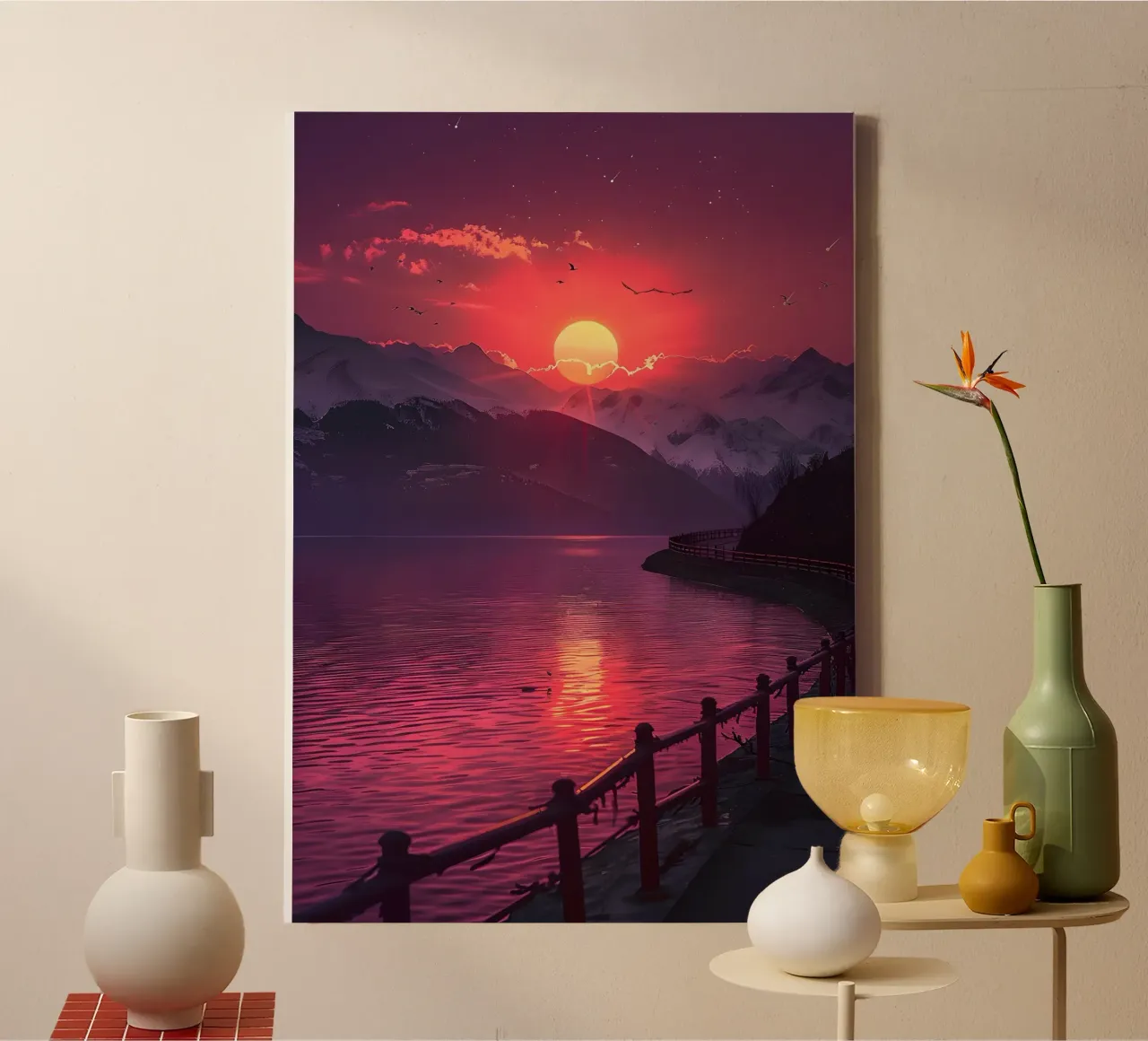 Paisaje de época lienzo con Marco flotante de Wanderlust Vibes