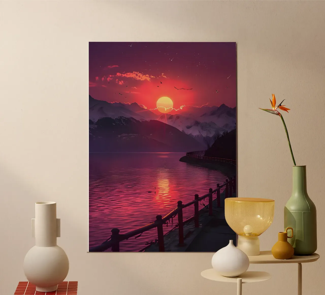 Paesaggio d'epoca poster con telaio in legno da Wanderlust Vibes