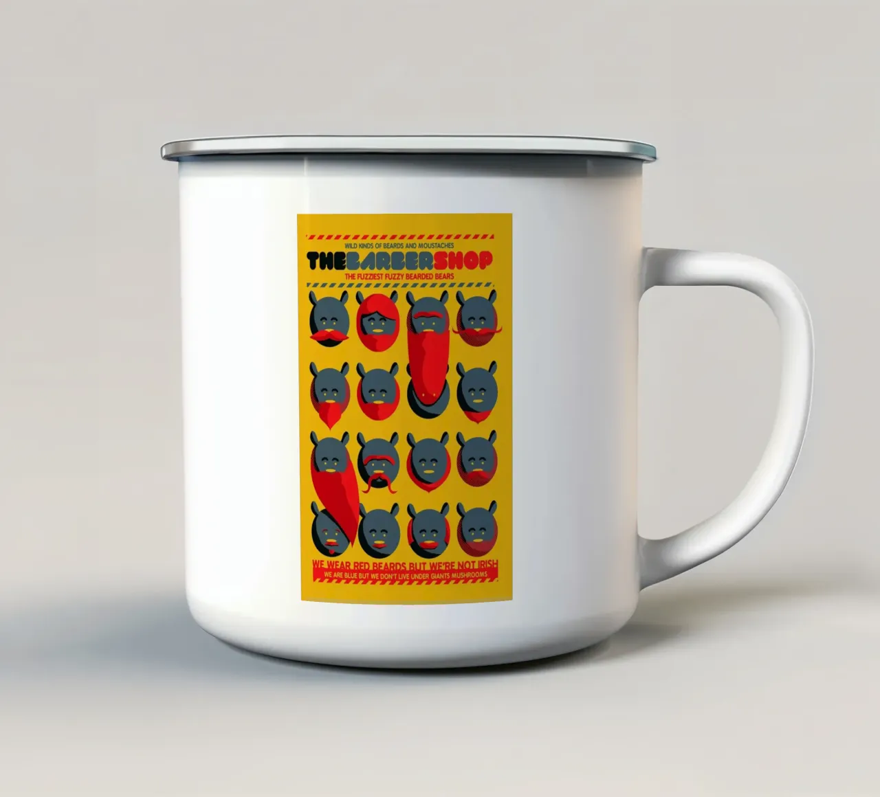 The Barbershop tazza in smalto da Tobe Fonseca