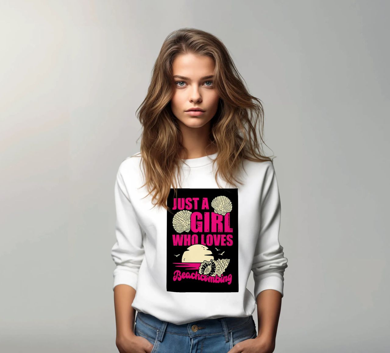 Ragazza Beachcombing Design felpa da Desiyatnikov