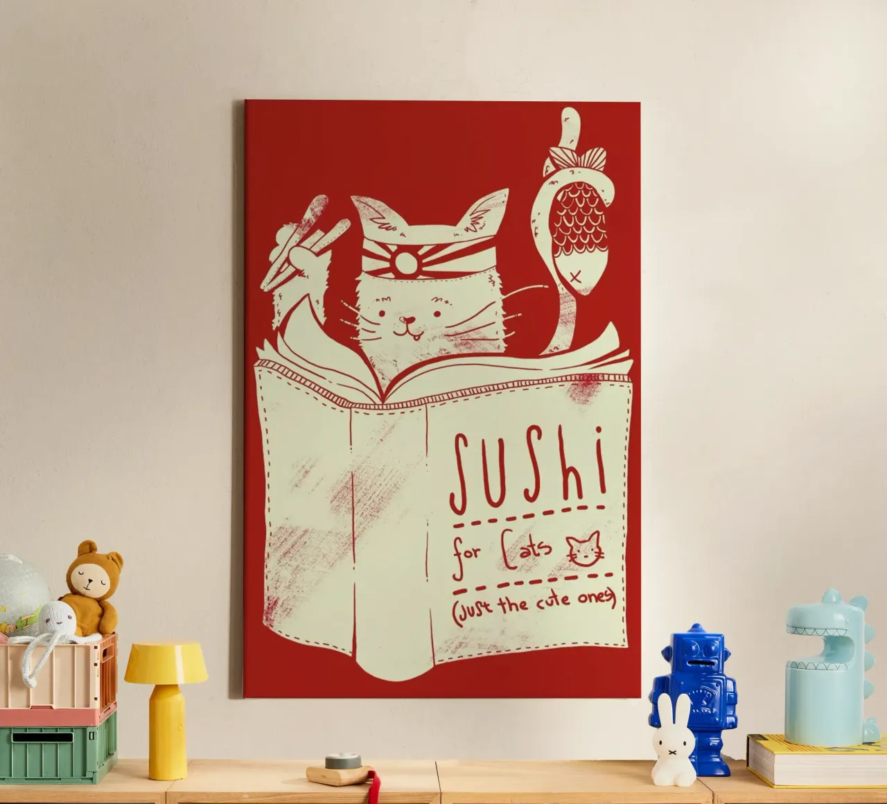 Sushi for cats tela con Cornice a cassetta da Tobe Fonseca