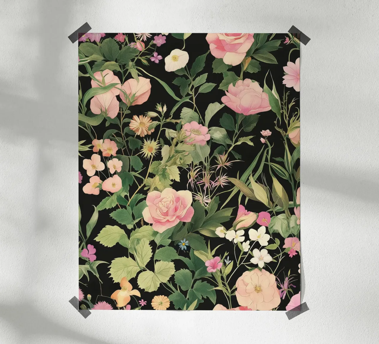 Abstracte bloem Vintage Botanisch Bloemen Donker Roos Tuin poster van Gentle Echoes Art