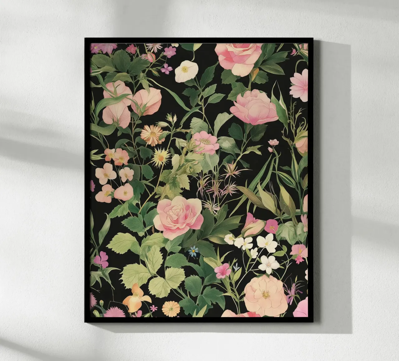 Abstracte bloem Vintage Botanisch Bloemen Donker Roos Tuin poster van Gentle Echoes Art