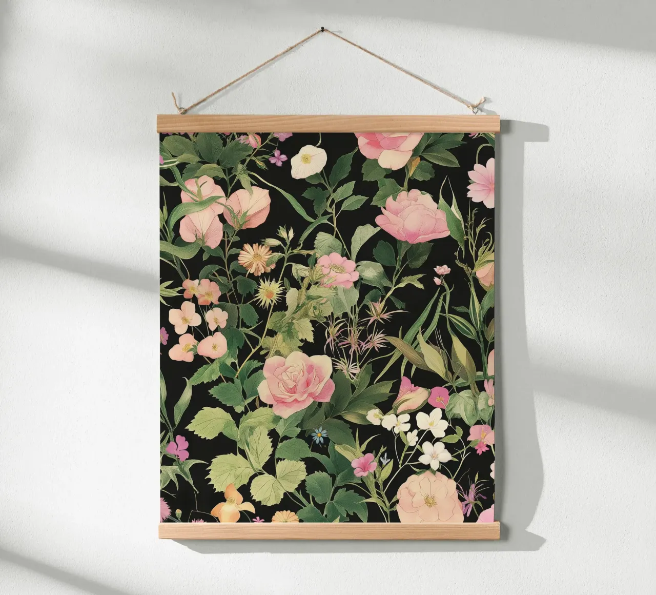 Abstracte bloem Vintage Botanisch Bloemen Donker Roos Tuin poster van Gentle Echoes Art