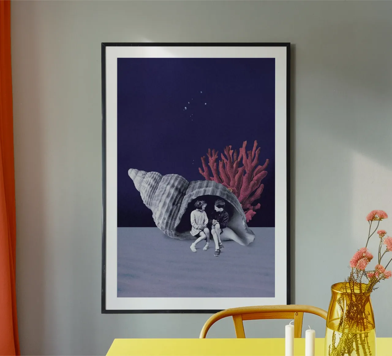 Can You Hear the Ocean? poster con telaio in legno da Maarten Léon