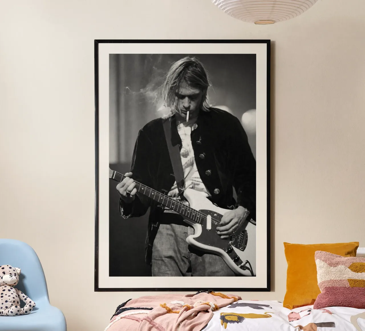 Kurt Cobain perform with smoking - NIRVANA poster da avissta