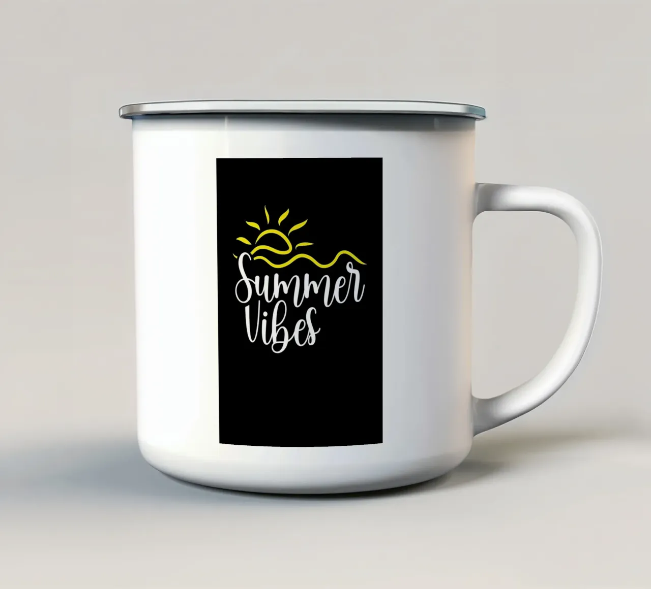 Sommer-Sonne-Vibes Emaille Tasse von Desiyatnikov