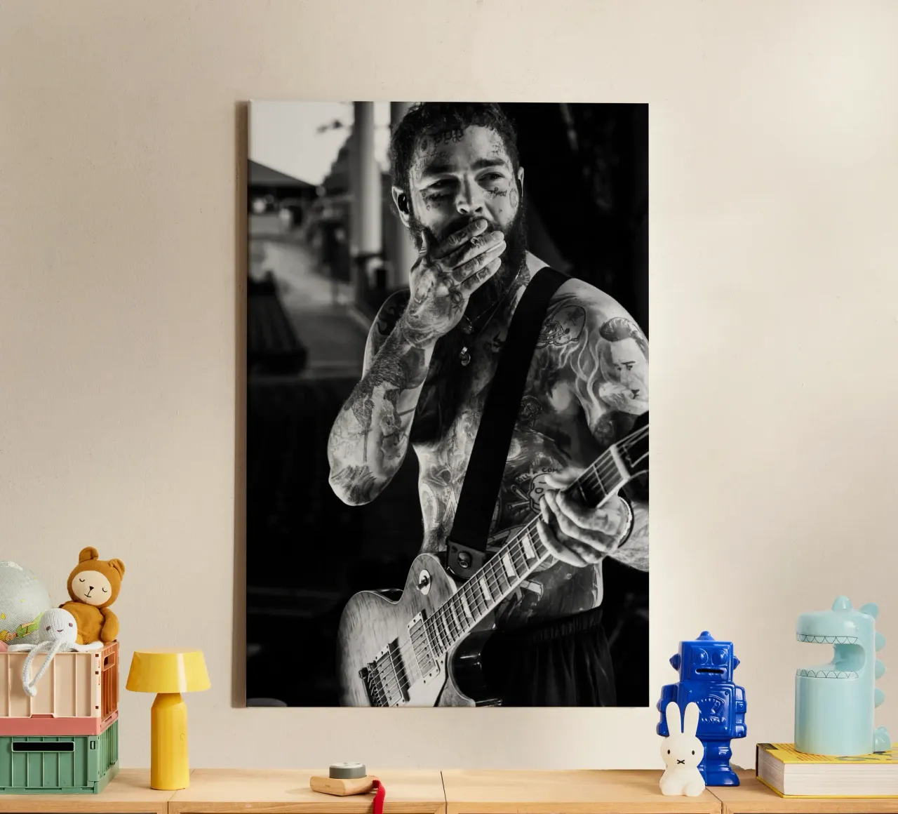 Post Malone perform tela con Cornice a cassetta da avissta