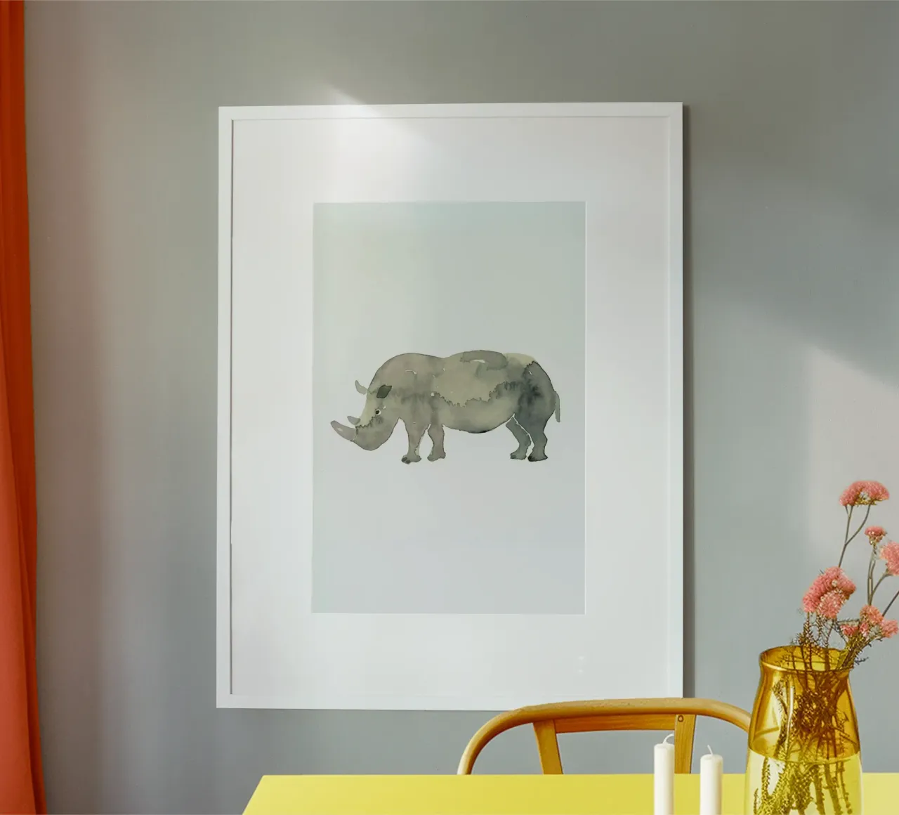 Rhino poster con telaio in plastica da Farina Kuklinski