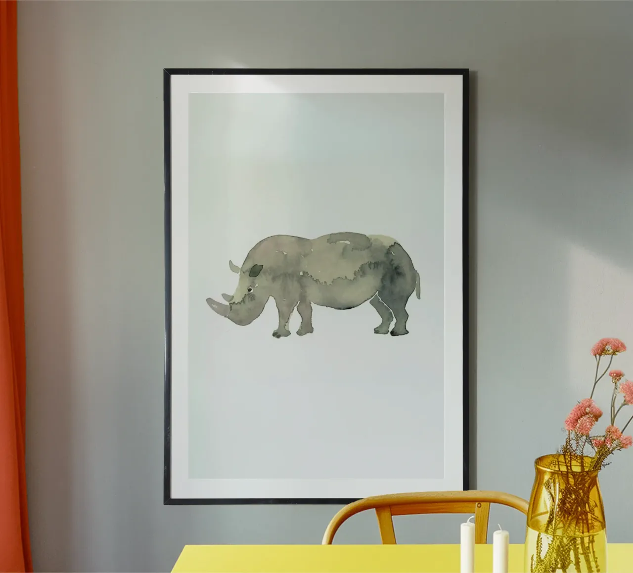 Rhino poster con telaio in plastica da Farina Kuklinski
