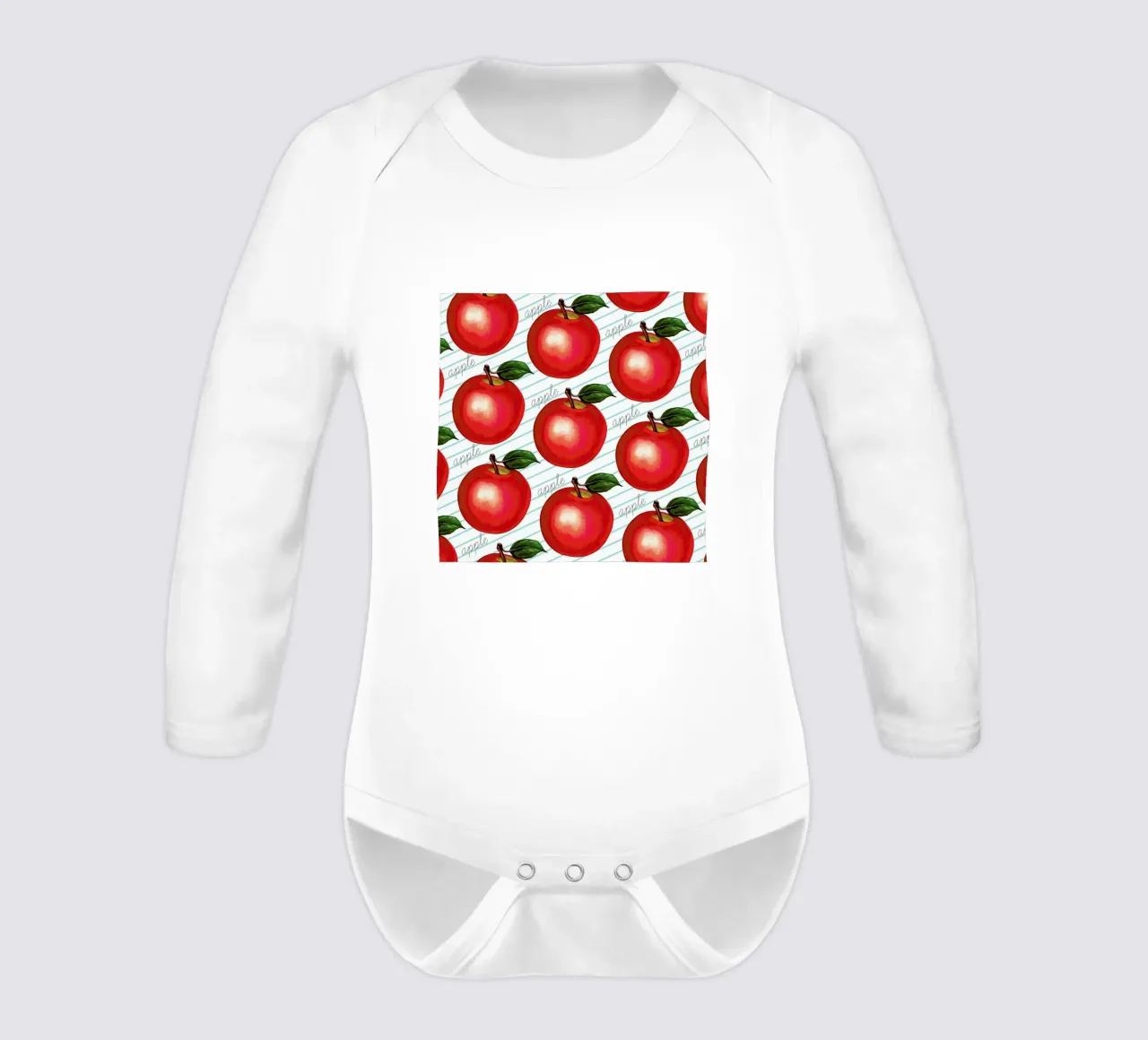 Lunch Patterns Apple Ruled body neonato maniche lunghe da Kelly Gilleran