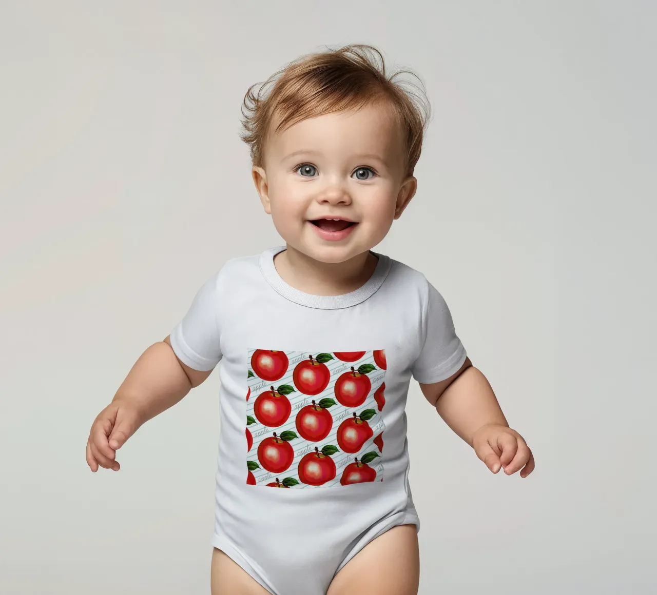 Lunch Patterns Apple Ruled body neonato maniche corte da Kelly Gilleran
