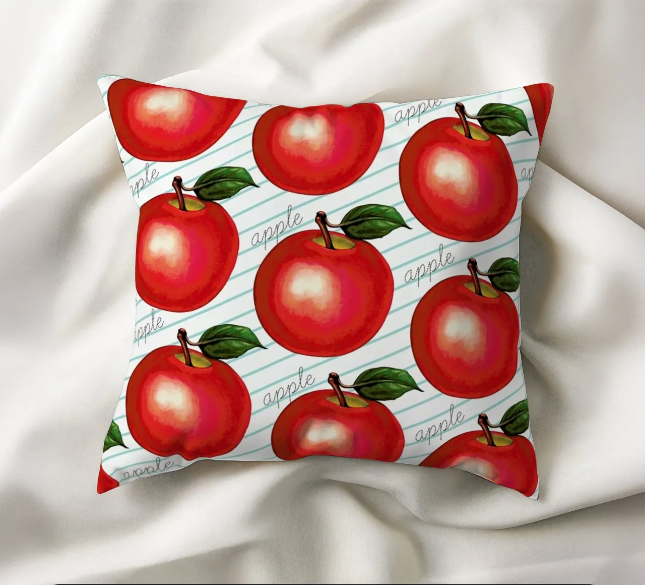 Lunch Patterns Apple Ruled cuscino da Kelly Gilleran