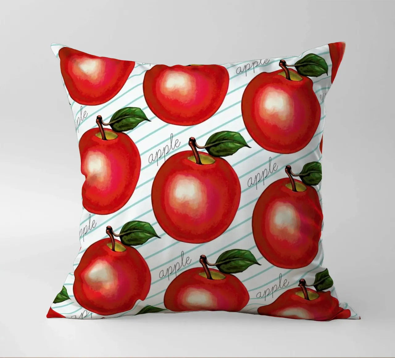 Lunch Patterns Apple Ruled cuscino da Kelly Gilleran