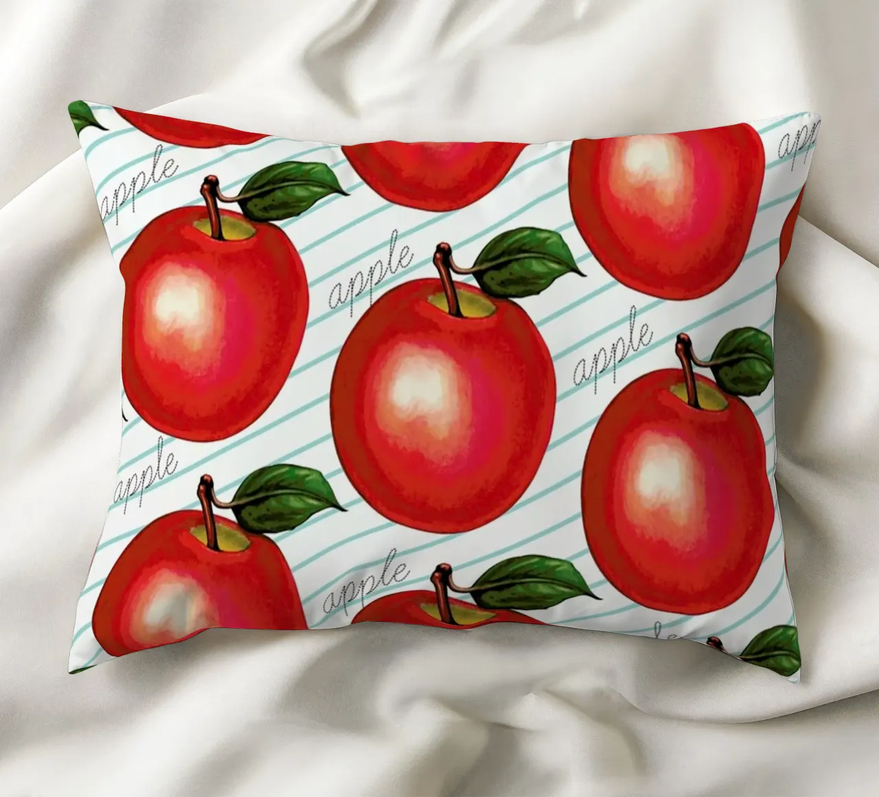 Lunch Patterns Apple Ruled cuscino da Kelly Gilleran