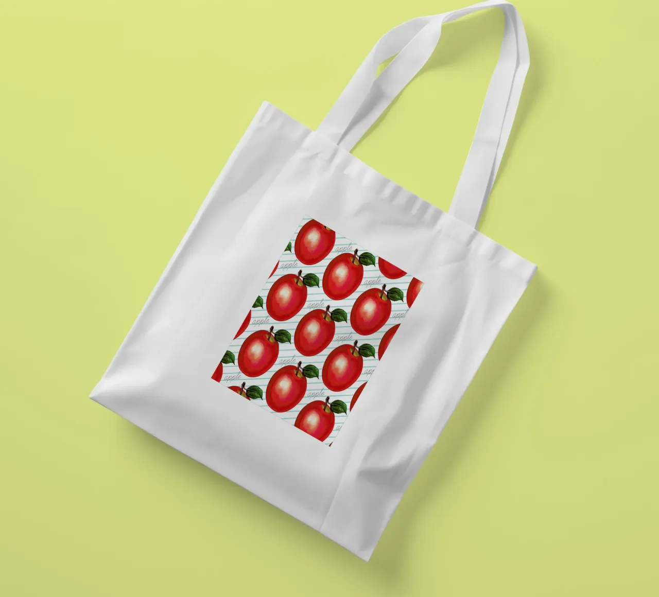 Lunch Patterns Apple Ruled borsa in juta da Kelly Gilleran