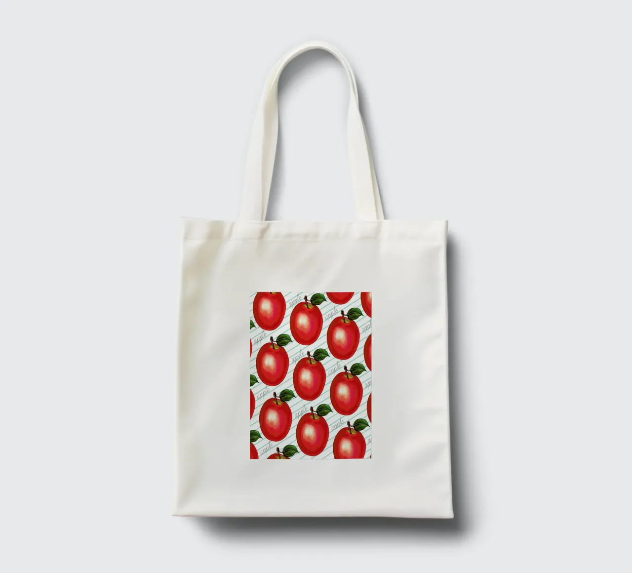 Lunch Patterns Apple Ruled borsa in juta da Kelly Gilleran