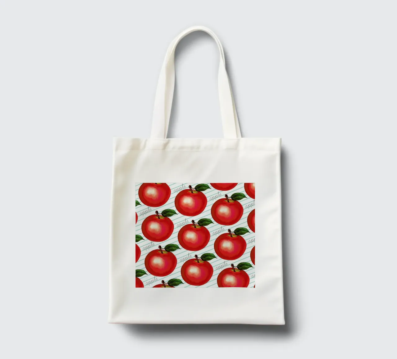 Lunch Patterns Apple Ruled borsa in juta da Kelly Gilleran