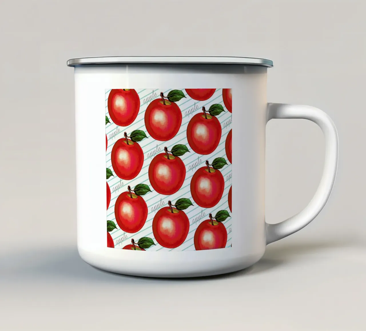 Lunch Patterns Apple Ruled tazza in smalto da Kelly Gilleran