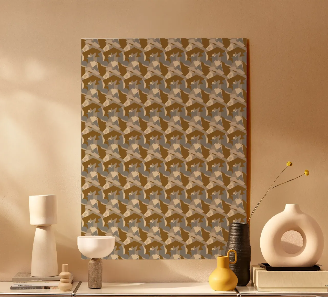 Disegno astratto in rame marrone plexiglass da Little Dean