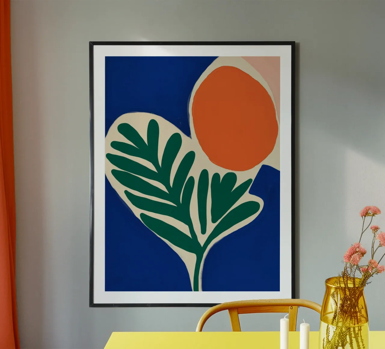 Matisse pianta e sole poster con telaio in alluminio da Little Dean