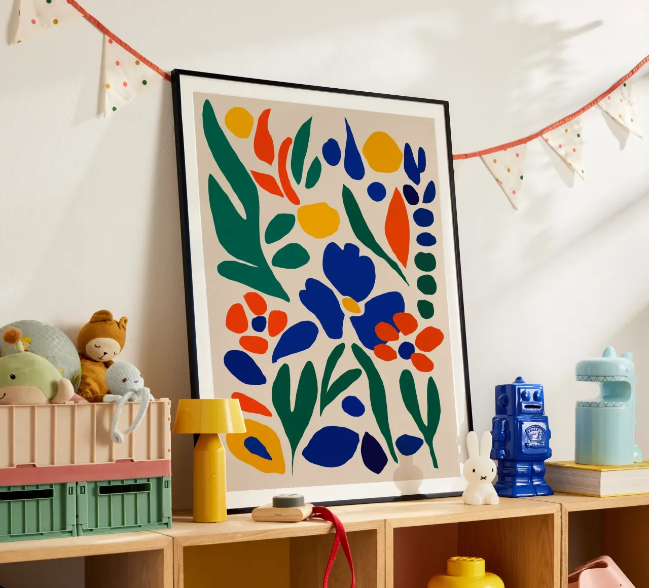 Fiore retrò ritagliato poster con telaio in alluminio da Little Dean