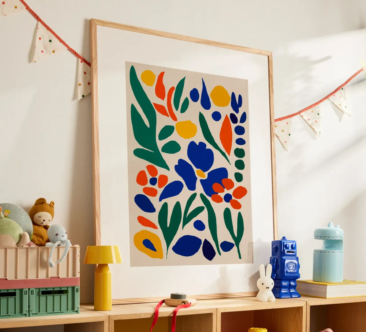 Fiore retrò ritagliato poster con telaio in alluminio da Little Dean