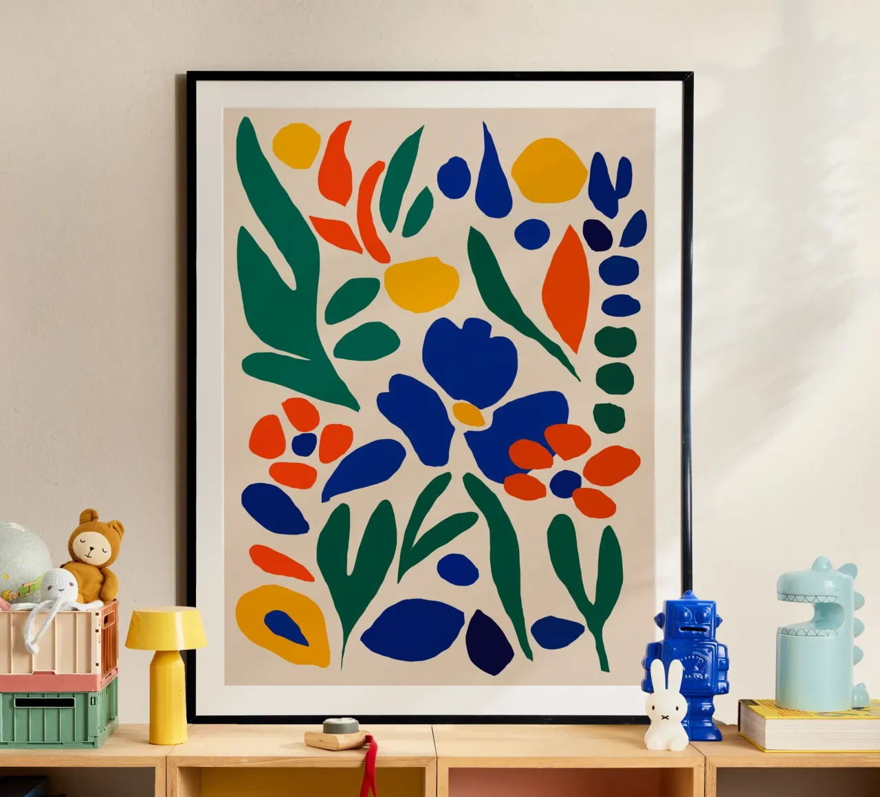 Fiore retrò ritagliato poster con telaio in alluminio da Little Dean