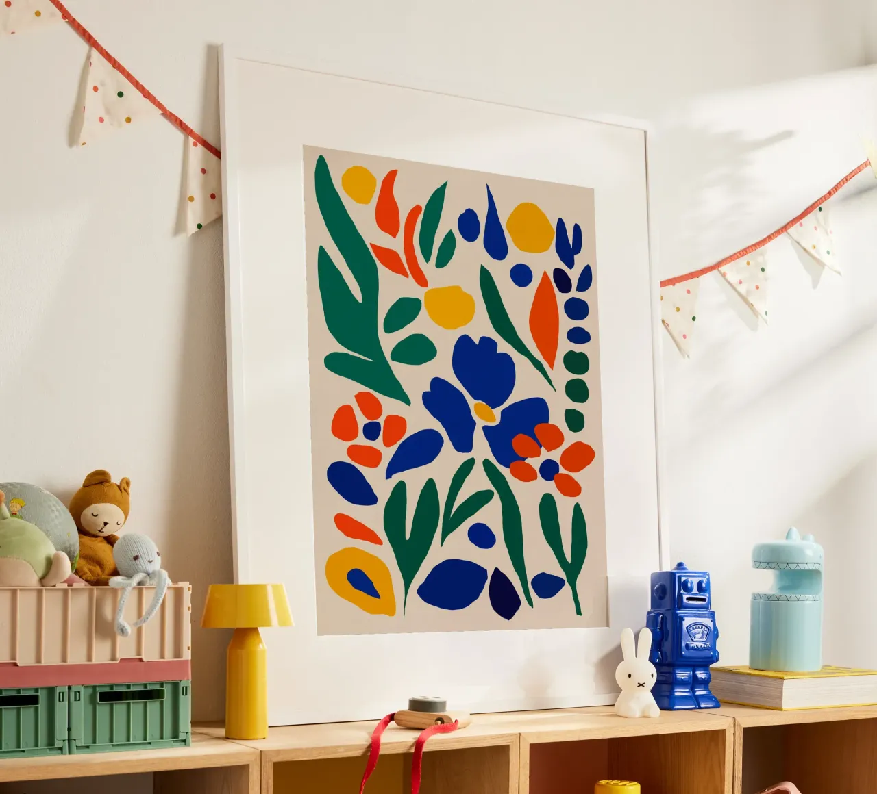 Fiore retrò ritagliato poster con telaio in alluminio da Little Dean