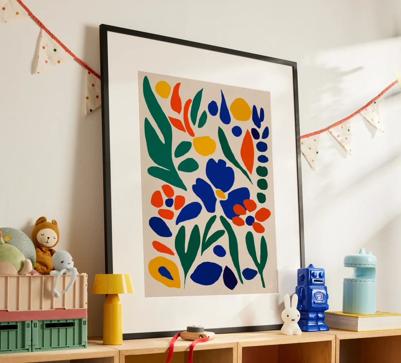 Fiore retrò ritagliato poster con telaio in alluminio da Little Dean