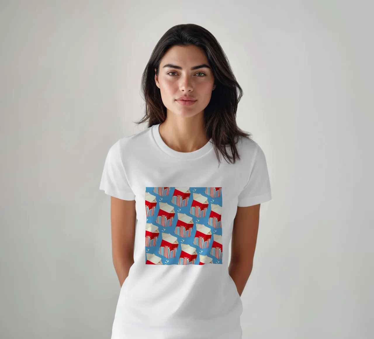 Lunch Patterns Milk Blue t-shirt da Kelly Gilleran