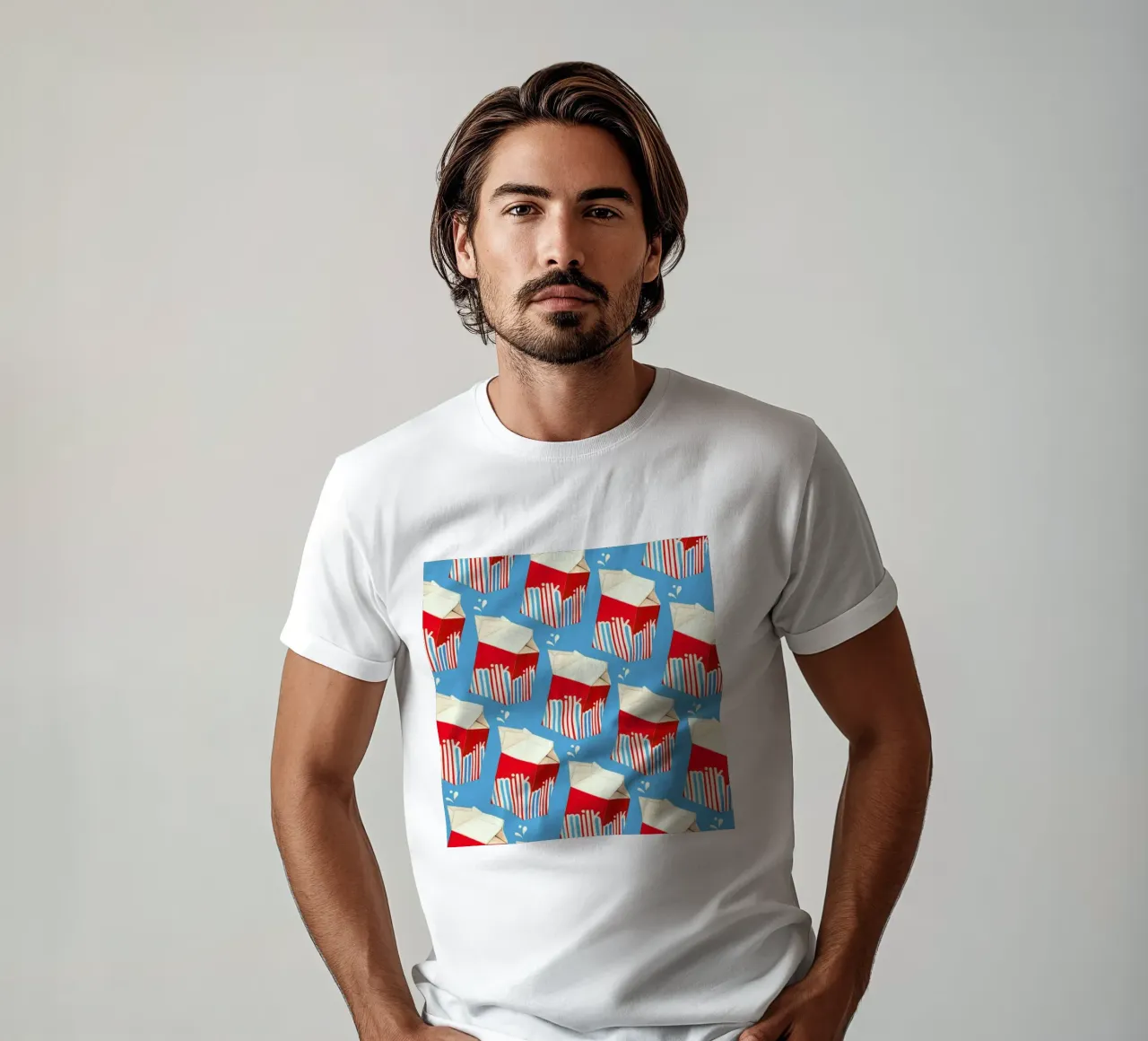 Lunch Patterns Milk Blue t-shirt da Kelly Gilleran