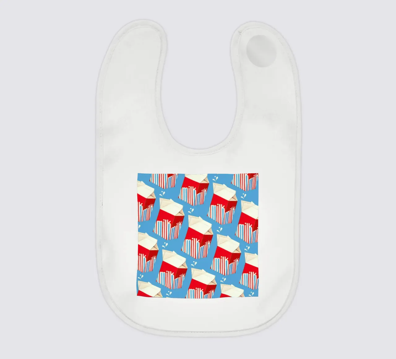 Lunch Patterns Milk Blue baby bib by Kelly Gilleran