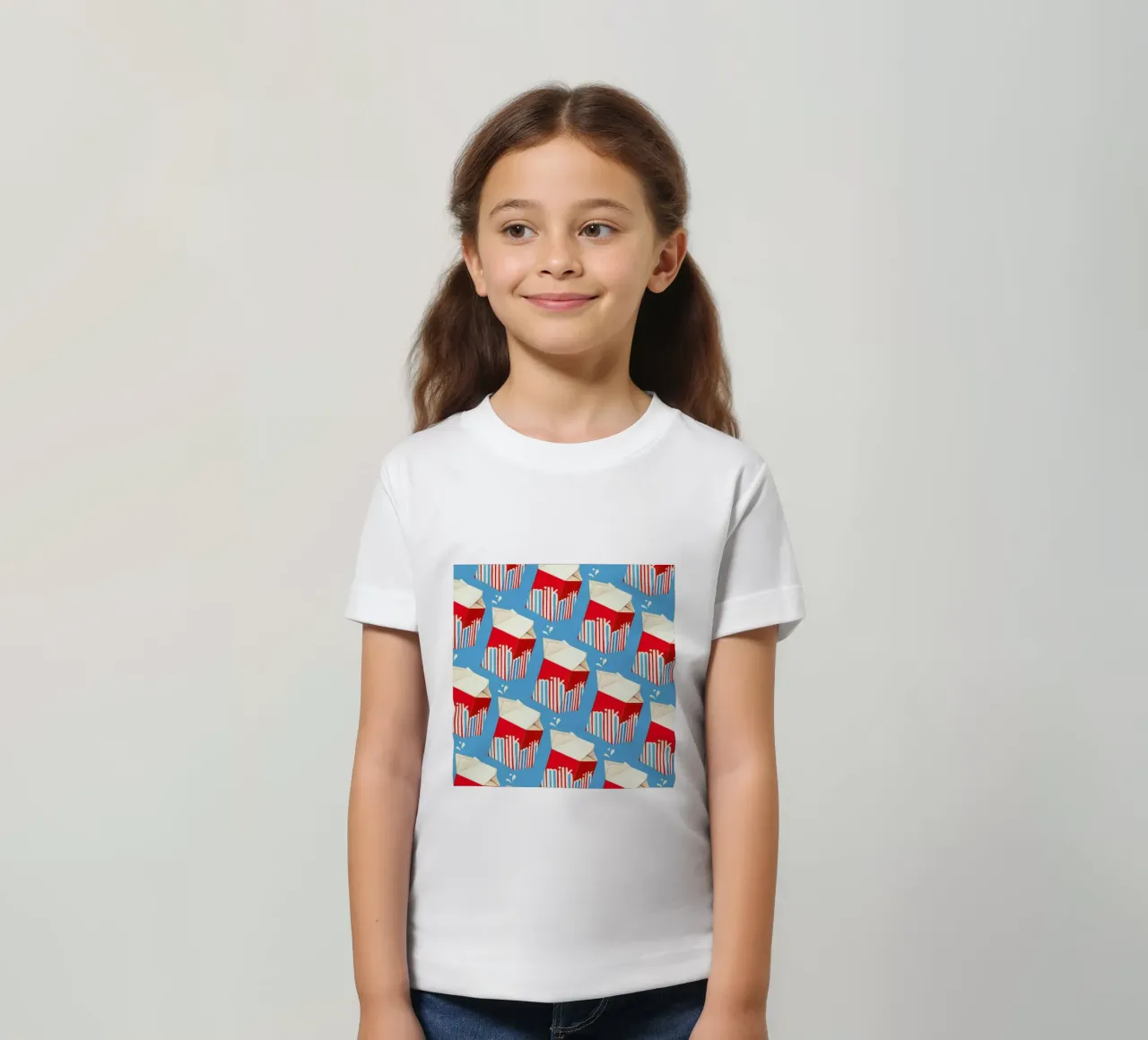 Lunch Patterns Milk Blue kids t-shirt by Kelly Gilleran