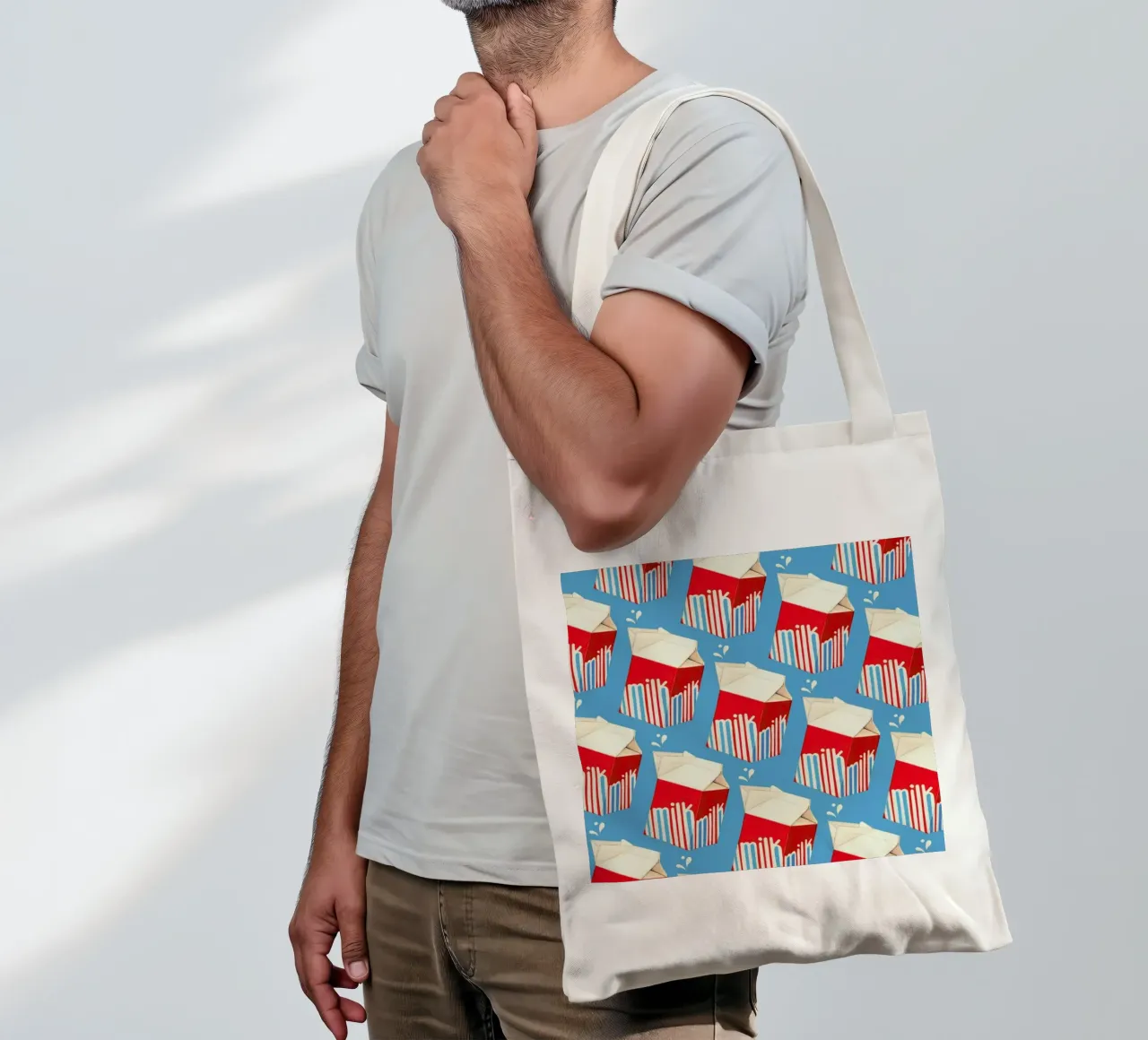 Lunch Patterns Milk Blue tote bag by Kelly Gilleran