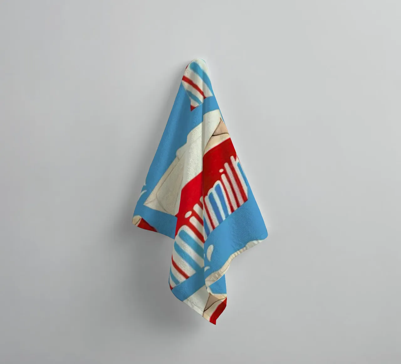 Lunch Patterns Milk Blue towel by Kelly Gilleran