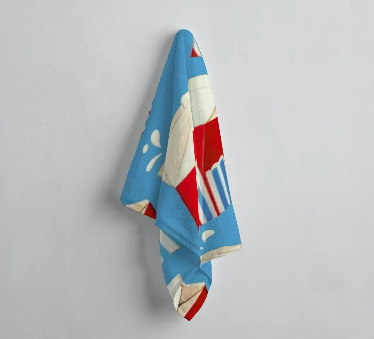 Lunch Patterns Milk Blue towel by Kelly Gilleran