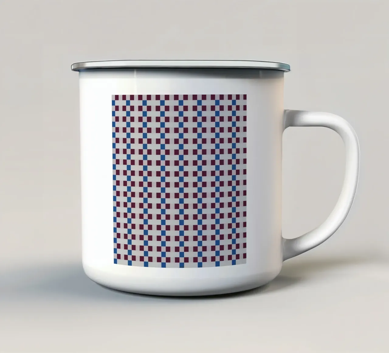 Gingham checker seamless pattern enamel mug by Little Dean