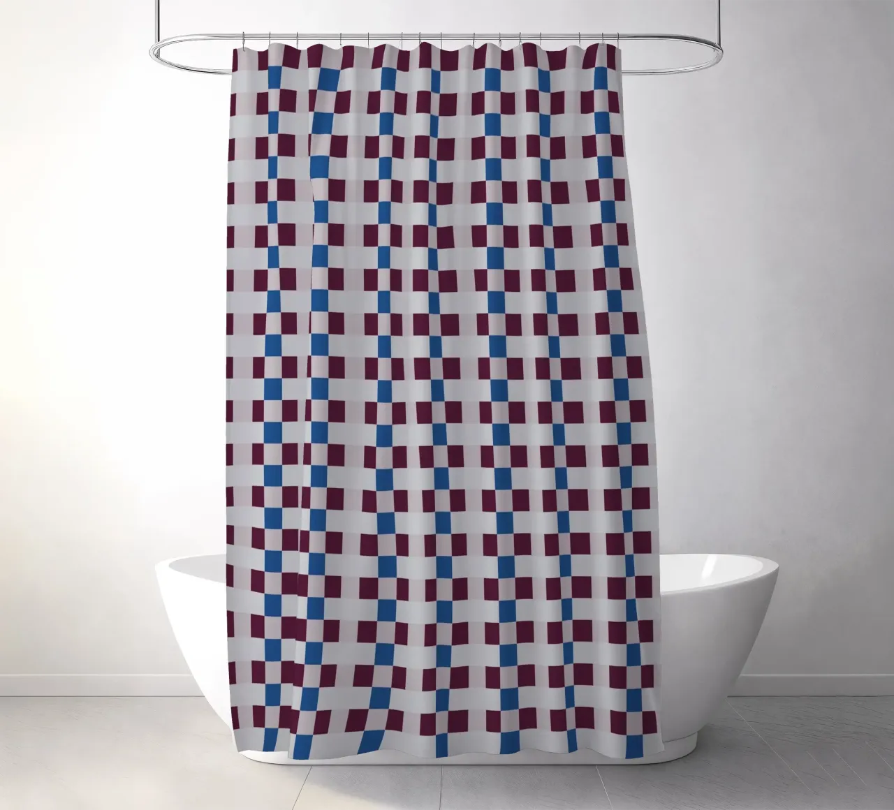 Gingham checker seamless pattern shower curtain by Little Dean