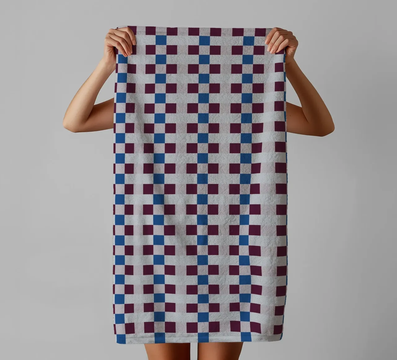 Gingham checker seamless pattern towel by Little Dean